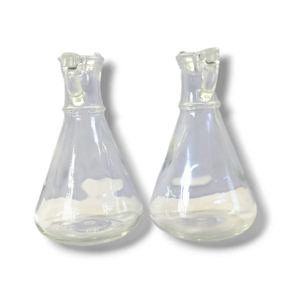 Vintage Everlast Clear‎ Glass Oil and Vinegar Cruet No Toppers Set of 2